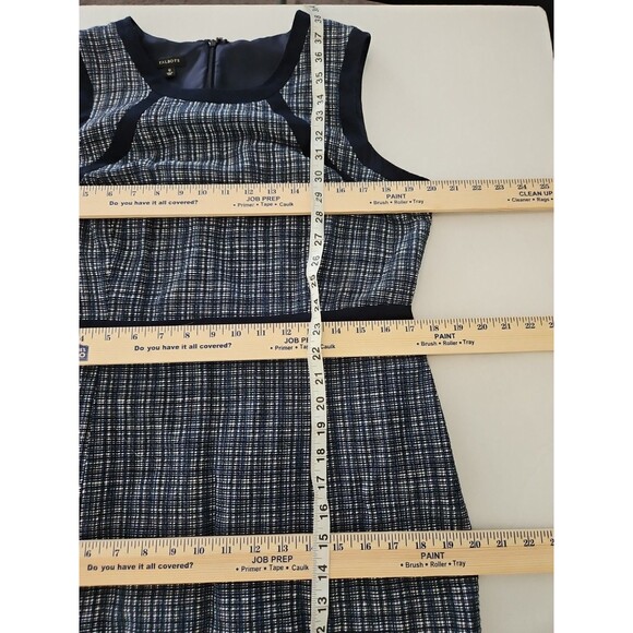 Talbots Navy Blue Textured Tweed Linen Cotton Sleeveless Sheath Dress Size 12 - Picture 7 of 9